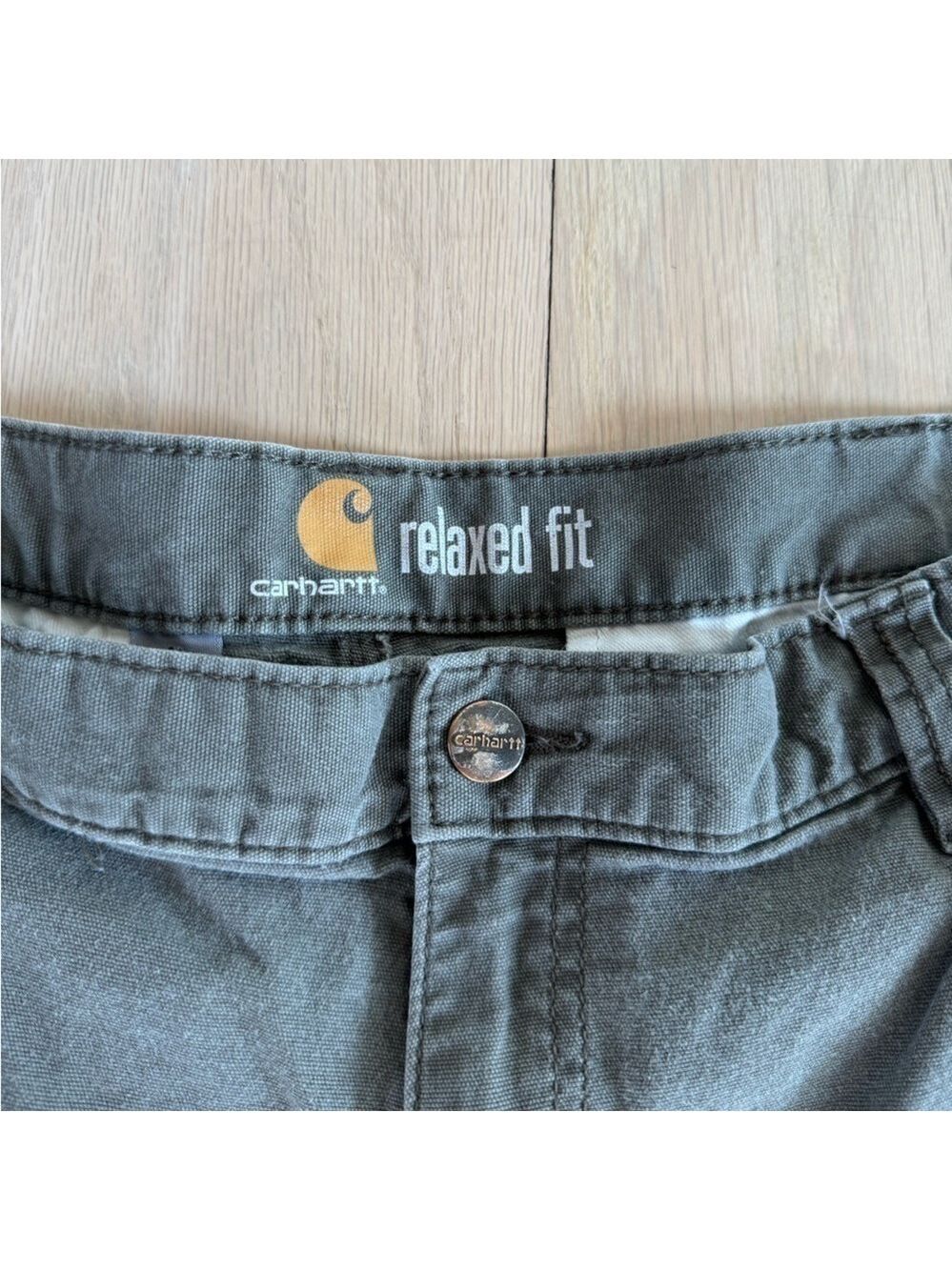 Carhartt Cargo Shorts Relaxed Fit Canvas Utility Work Short Olive Green Size 40 - Picture 2 of 4